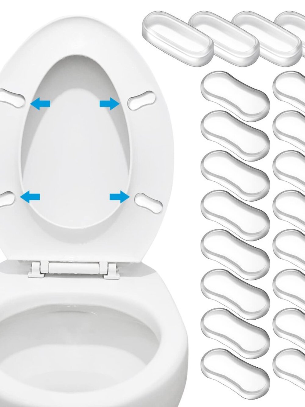 20 Pieces Universal Toilet Seat Bumpers, Silicone Rubber Lid Bumper Kit for Bide